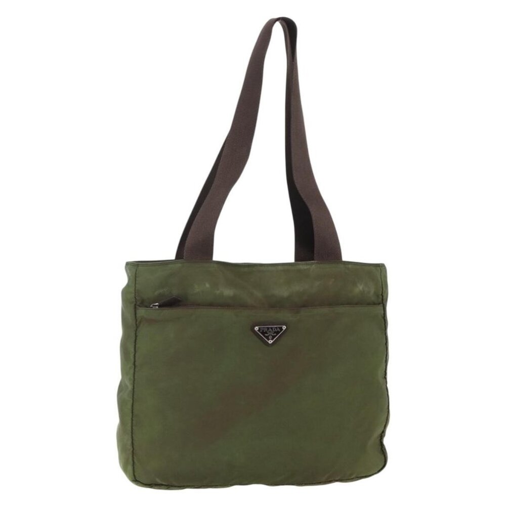 PRADA Tote Bag Nylon Khaki Silver Auth - Picture 11 of 15